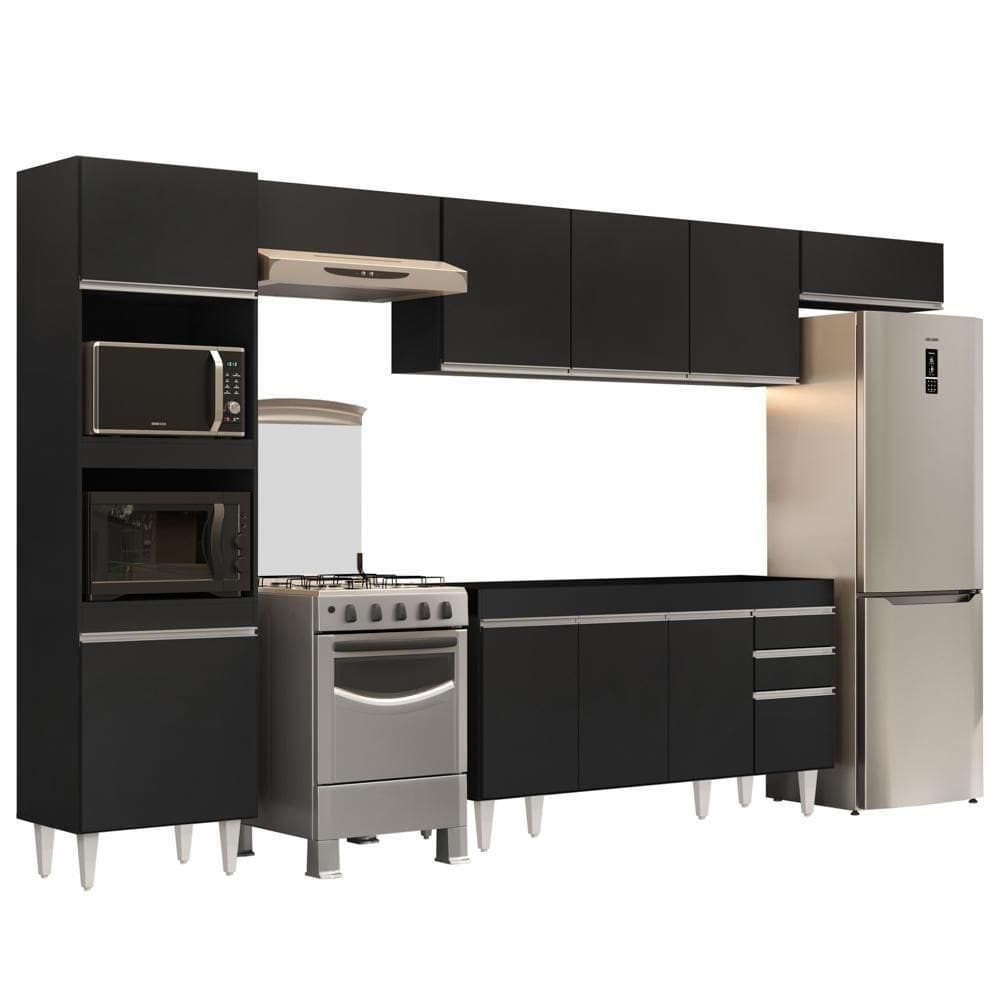 Armário De Cozinha Modulada 5 Peças Cp13 Balcão Preto - Lumil