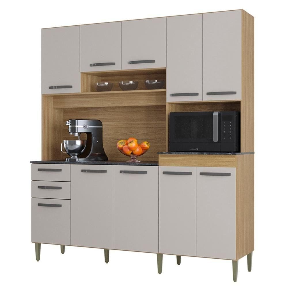 Armário De Cozinha Compacta 180cm Regina P11 Damasco/off White - Mpozenato