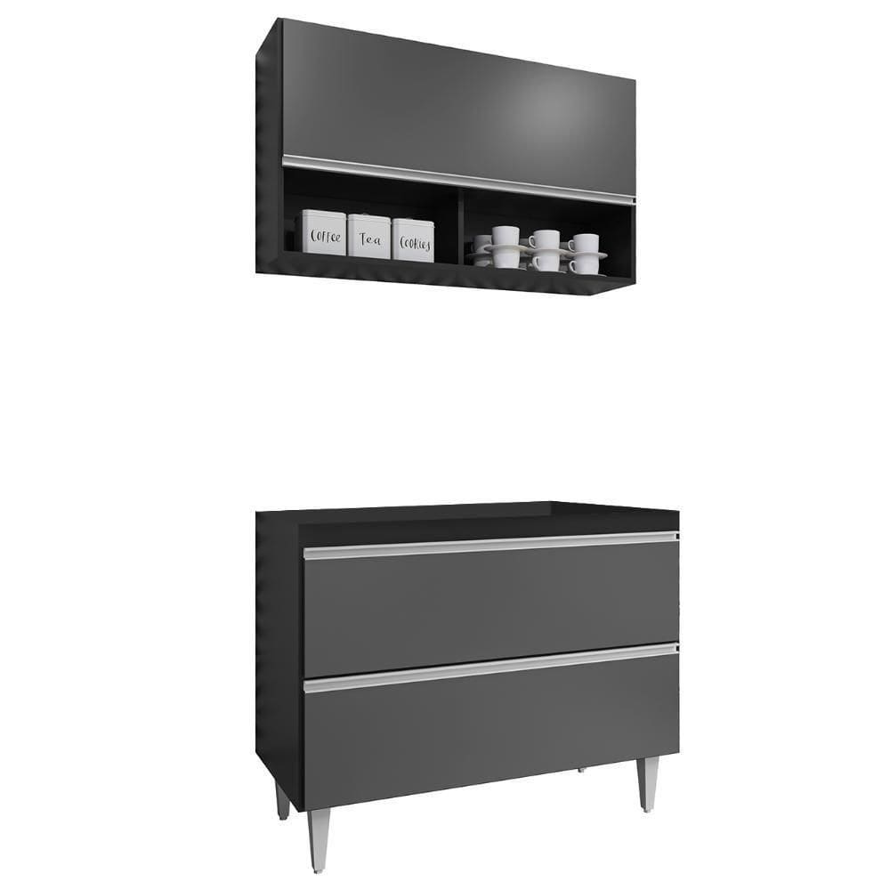 Armário De Cozinha Nichos Cp01 Para Pia 100cm Z34 Preto/grafite - Mpozenato