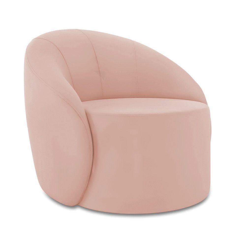 Poltrona Decorativa Orgânica Lua Veludo Rosê D03 - D`rossi