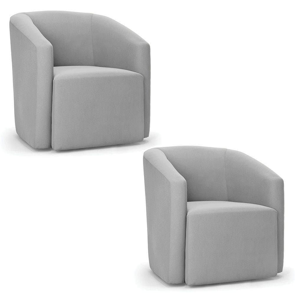 Poltrona Decorativa Orgânica Kit 2 Stella Max Suede Cinza D03 - D`rossi