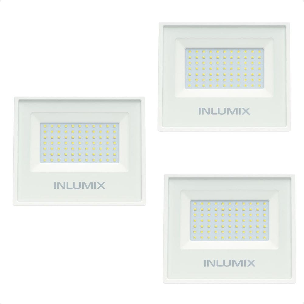 Kit 3 Refletor Holofote De Led 50W Branco Frio 6500K Branco