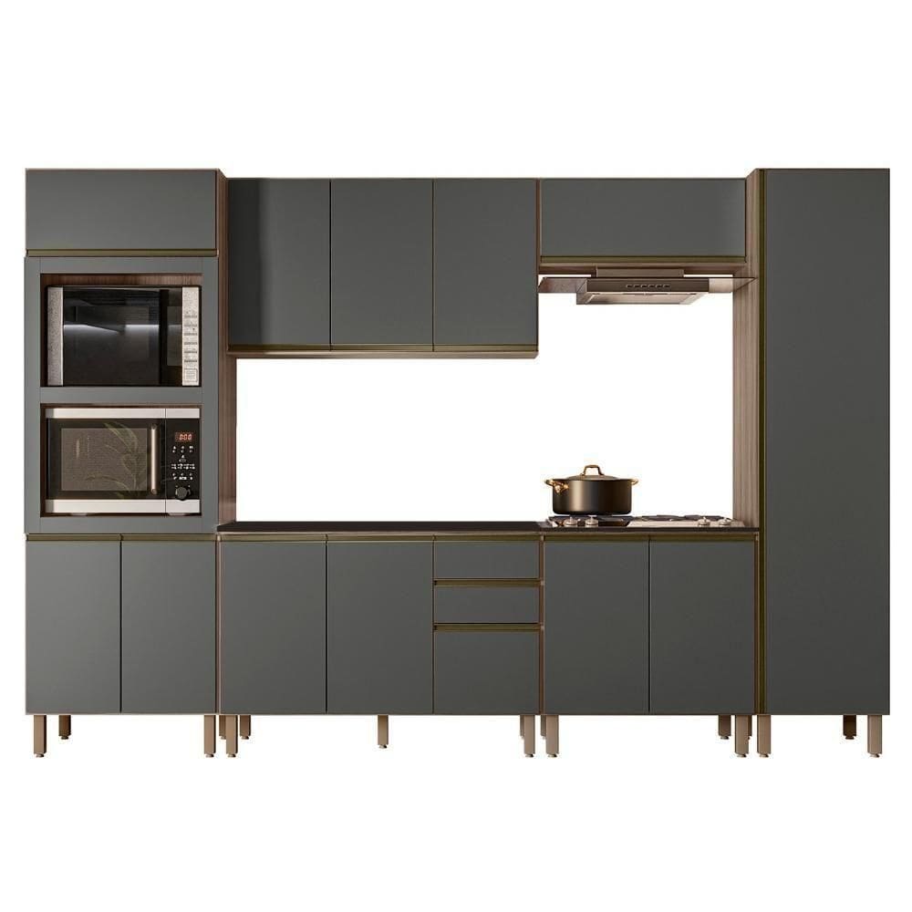 Armário De Cozinha 6 Peças Com Tampo Jessy N03 Carvalho/grafite - Mpozenato