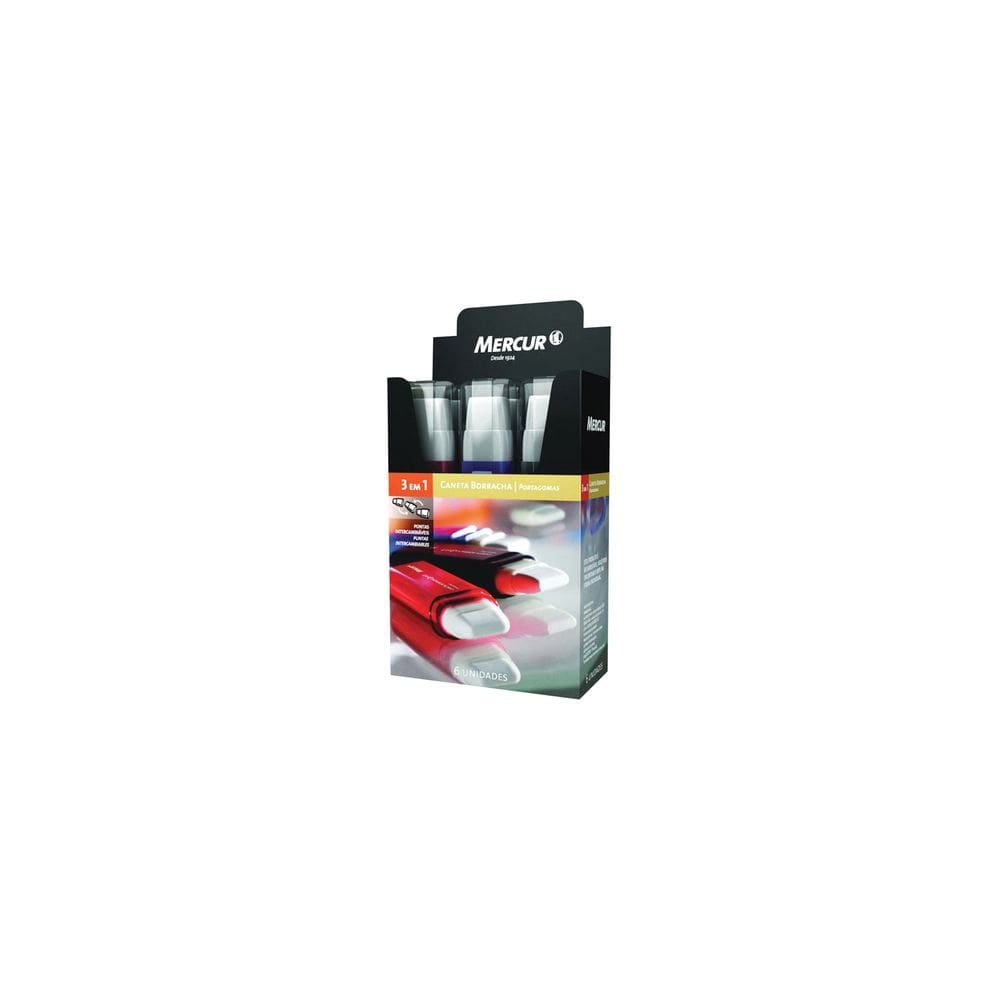 Pacote com 6 Mercur Borracha caneta Branca Executiva
