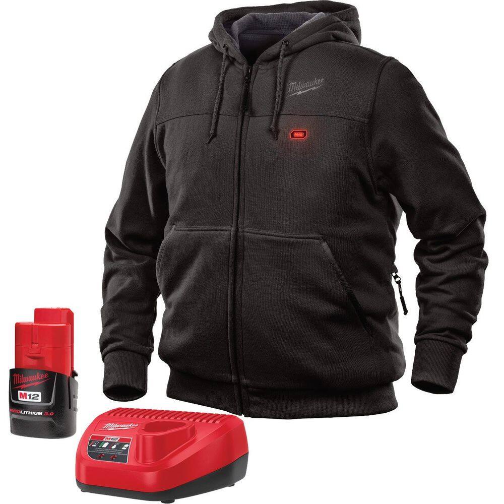 Moletom com capuz Milwaukee M12 12V aquecido nas zonas de aquecimento frontal e traseiro