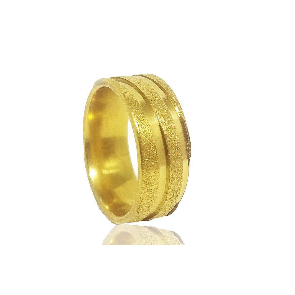 Aliança de Namoro em Aço Dourado 8mm Tamanho 33