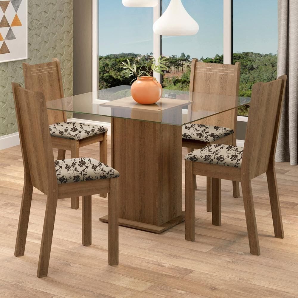 Conjunto Sala de Jantar Maya Mesa 4 Cadeiras Madesa