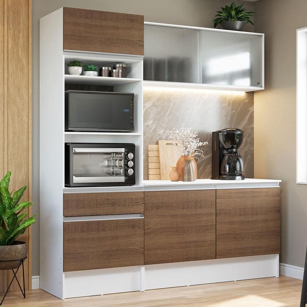 Cozinha Compacta Topaziocom Balcão e Tampo Rustic Madesa