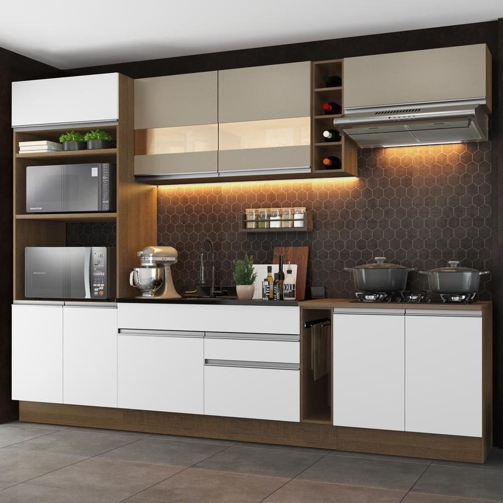 Cozinha Completa Vicenza Branco Crema Armário BalcãoMadesa