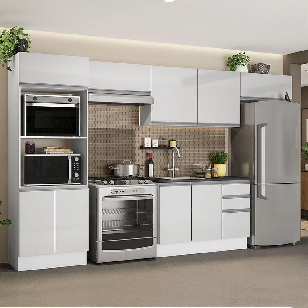 Cozinha Completa Acordes Glamy BrancoArmário Balcão Madesa