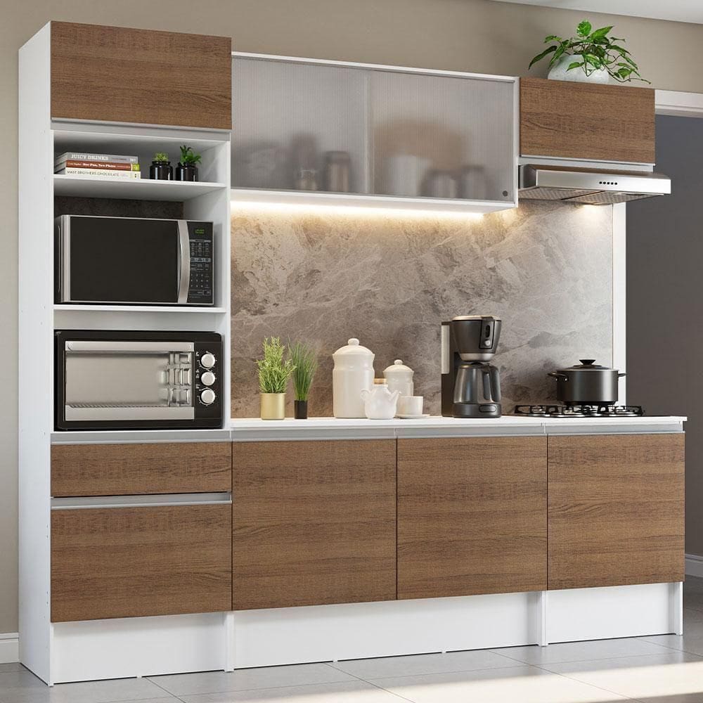 Cozinha Topazio com ArmárioBalcãoTampo Rustic Madesa