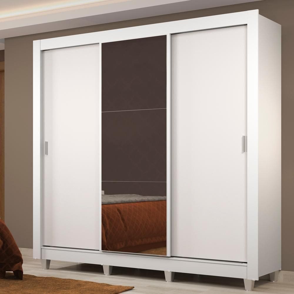 Guarda Roupa Casal Lyon 3Portas com Espelho 4Gavetas Madesa