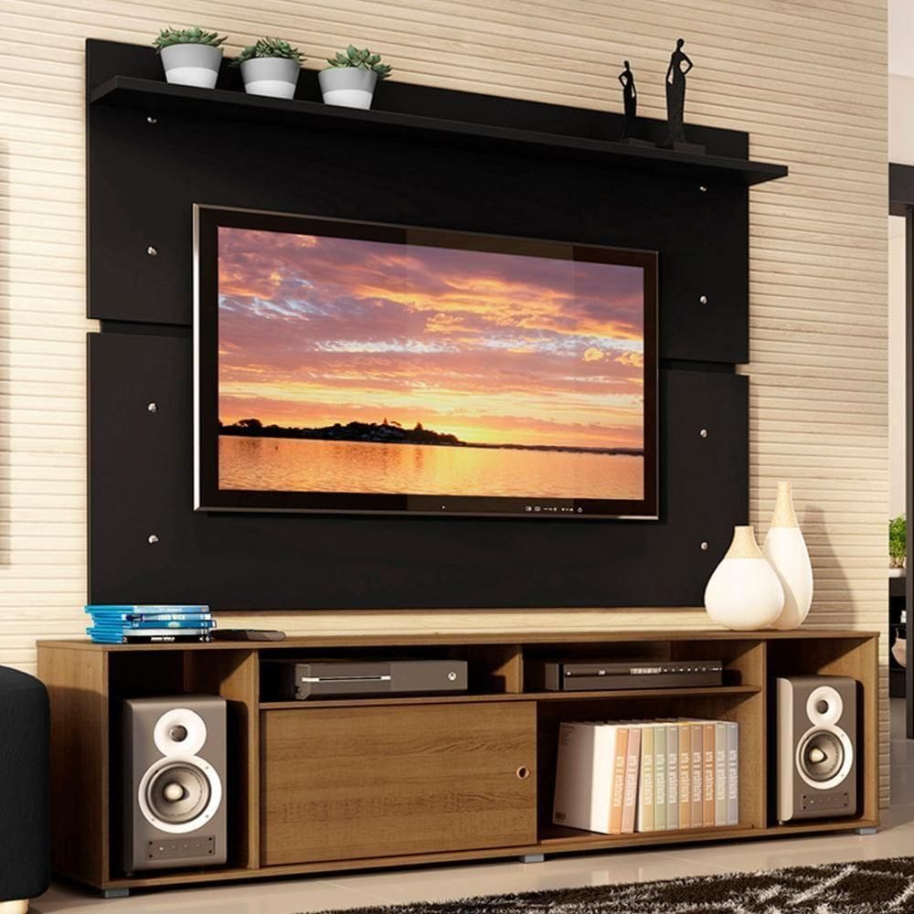 Rack Cancun e Painel para TV até 65" Rustic/Preto Madesa