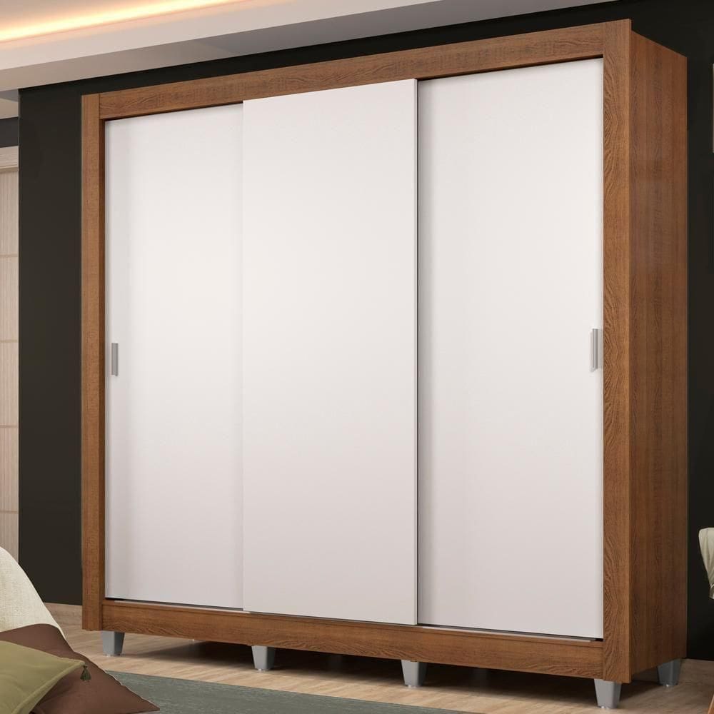 Guarda Roupa Casal Plus 3 Portas de Correr 4 Gavetas