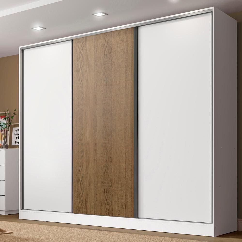 Guarda-Roupa Casal Royale MDF 3 Portas Correr Branco Madesa