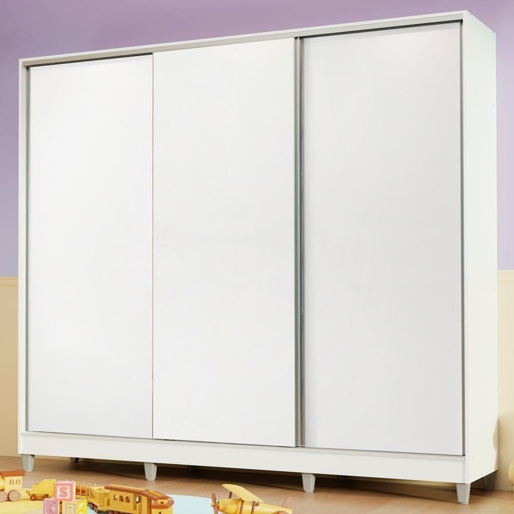 Guarda Roupa Infantil MDF Logan 3 Portas Madesa Branco