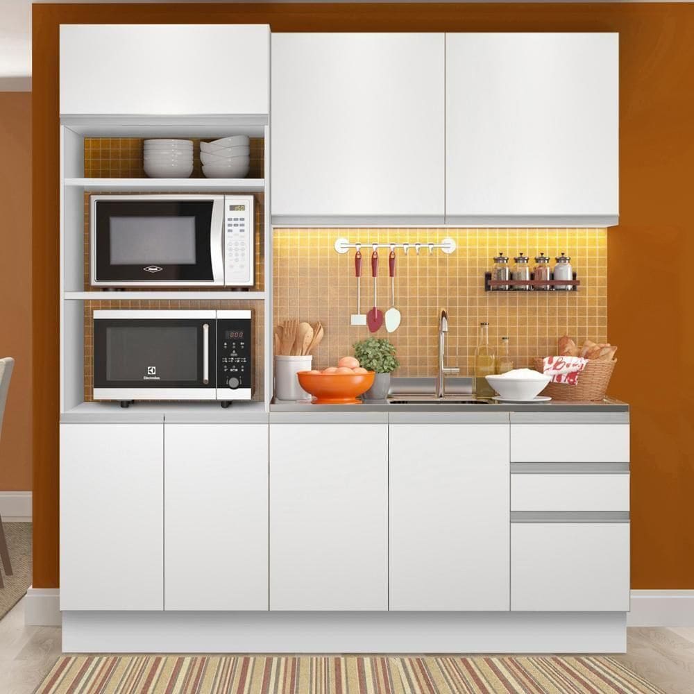 CozinhaGlamy Laura 7 Portas 3 Gavetas BrancaMadesa