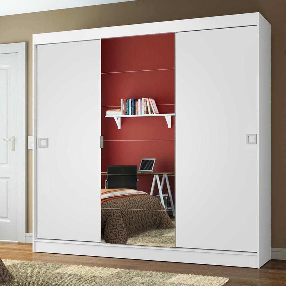 Guarda-Roupa Veneza 3 Portas Correr 1Espelho BrancoMadesa