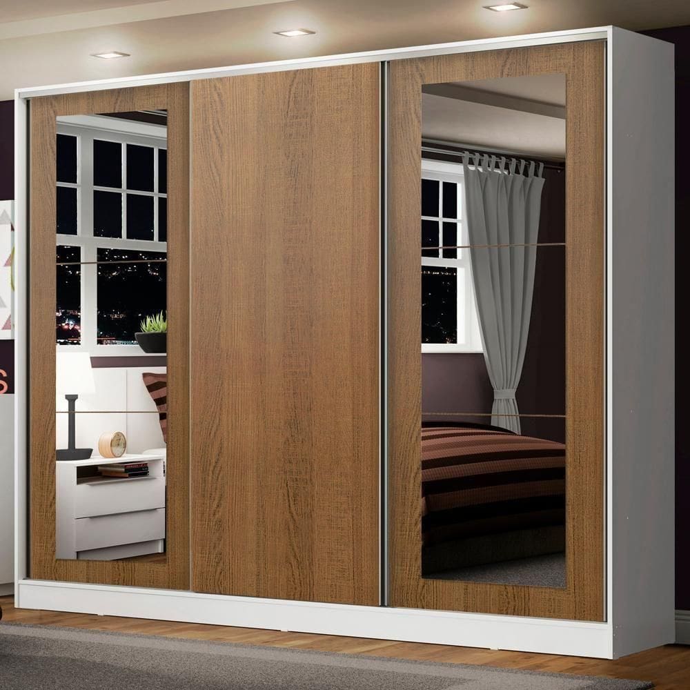 Guarda-roupa Casal Madesa Eros 3 Portas com Espelhos