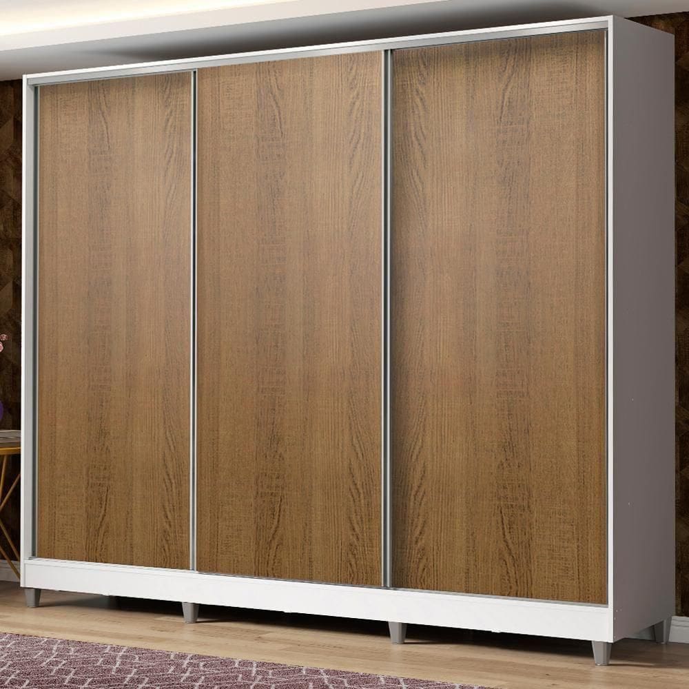 Guarda Roupa Casal MDF Zurique 3 Portas Branco Madesa
