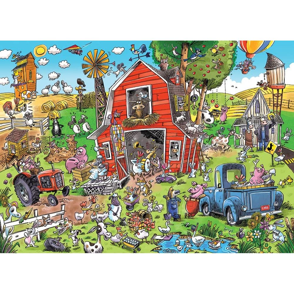 Quebra-cabeça Cobble Hill Family Piece`s 350 Farmyard Folly com pôster