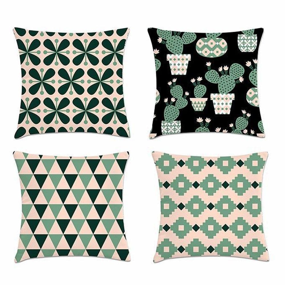 Kit 4 Capas De Almofadas Cactus Green 45X45