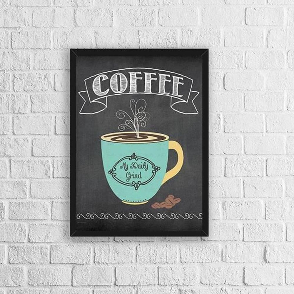 Quadro Café Estilo Quadro Negro 33X24Cm - Moldura Preta