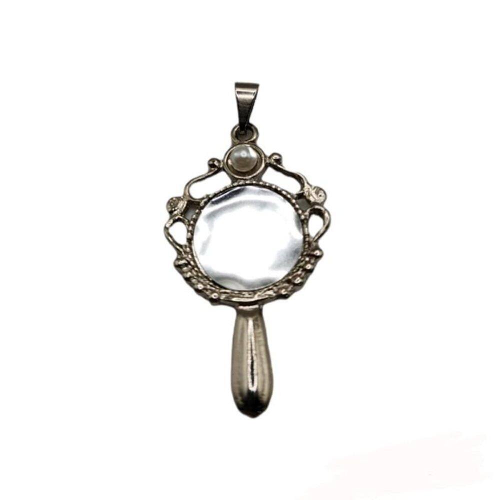 Pingente Abebê Iemanjá 4,3 Cm Em Metal Banhado Prateado