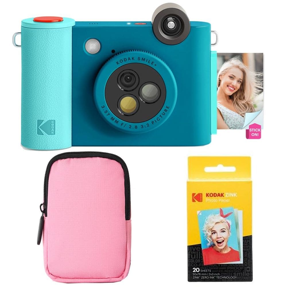 Pacote inicial de câmera e impressora KODAK Smile+ 2 em 1 azul