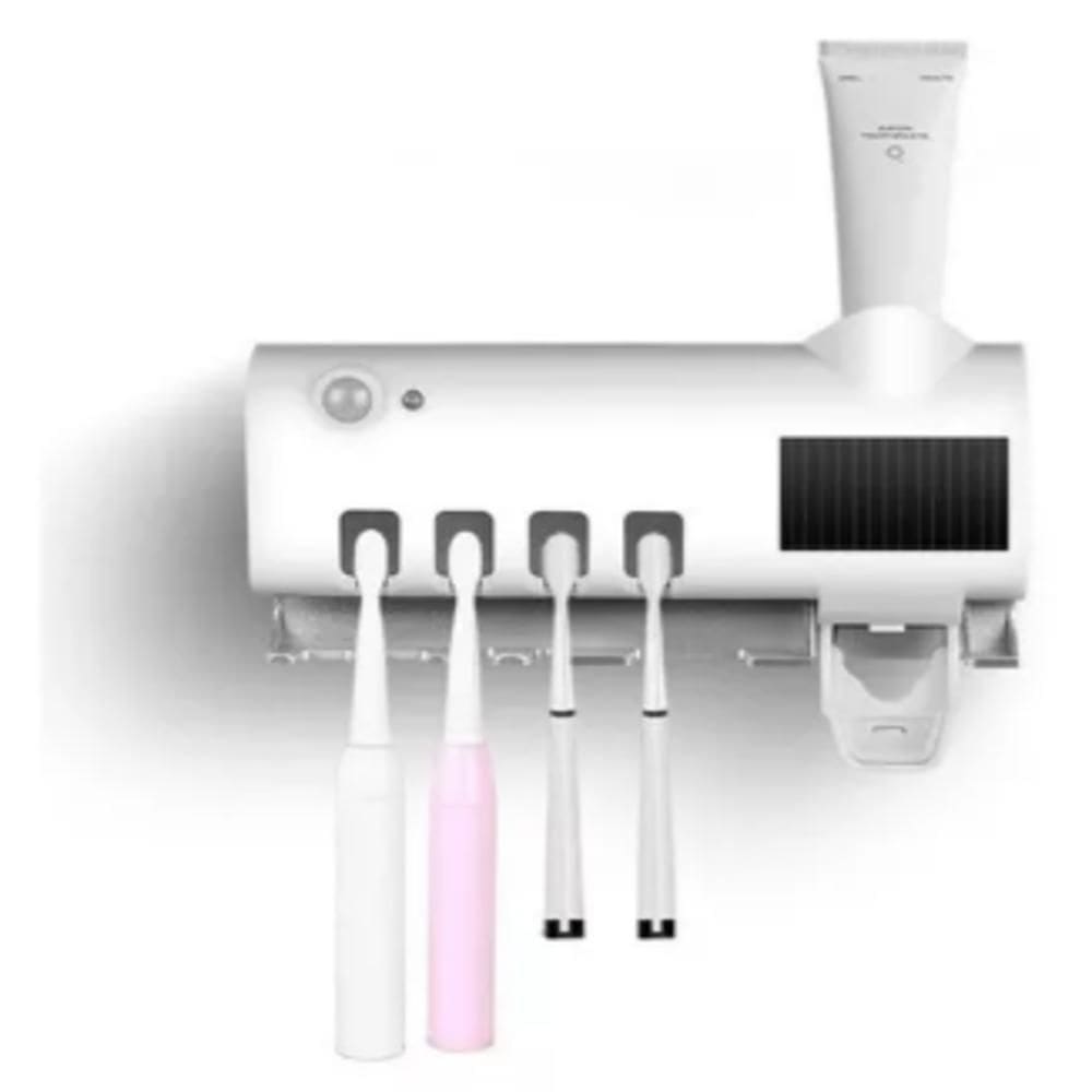 Suporte Para Pasta E Escova De Dente Com Esterelizador Higienizador Luz Uv Dispense De Creme Dental Banheiro