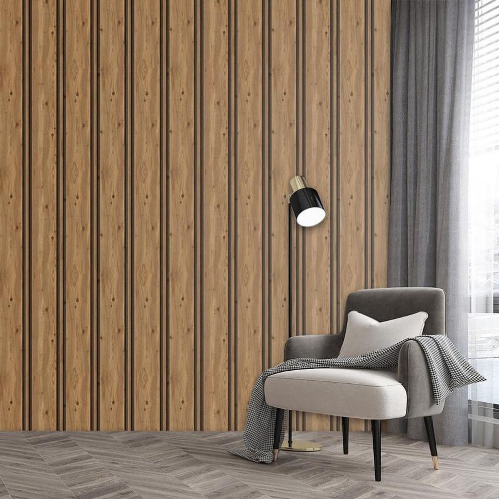 Papel De Parede Ripa Efeito Bocote Escuro Lavavel Adesivo