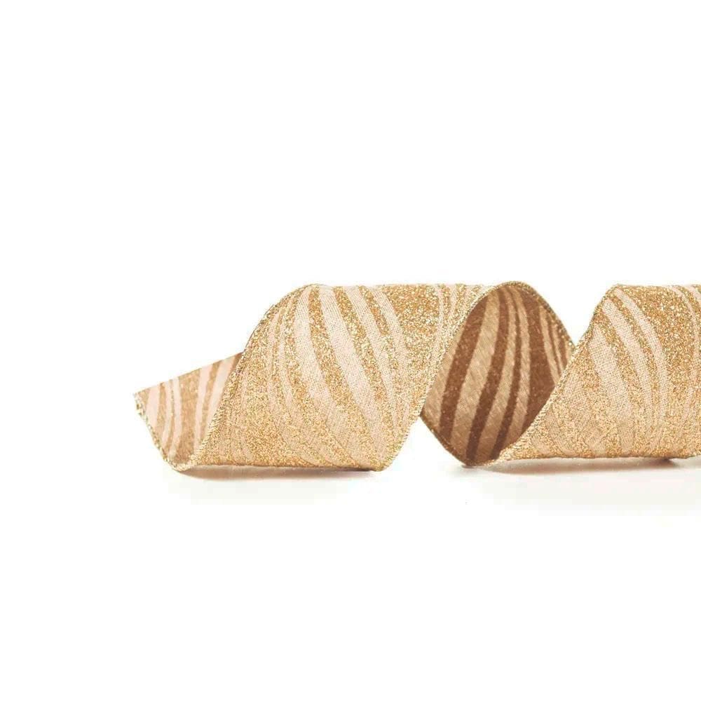 Fita Decorativa Aramada 6,3Cm X 9,14M Ondas Ouro Cromus