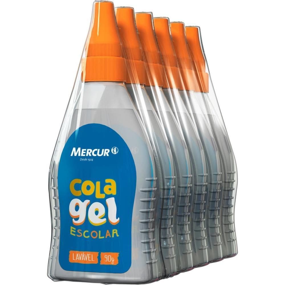 Cola Escolar Gel Transparente 90g 06 unid - Mercur
