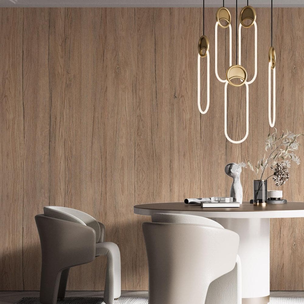 Kit 9 Rolos Papel De Parede Adesivo Madeira Rústica 3,0M