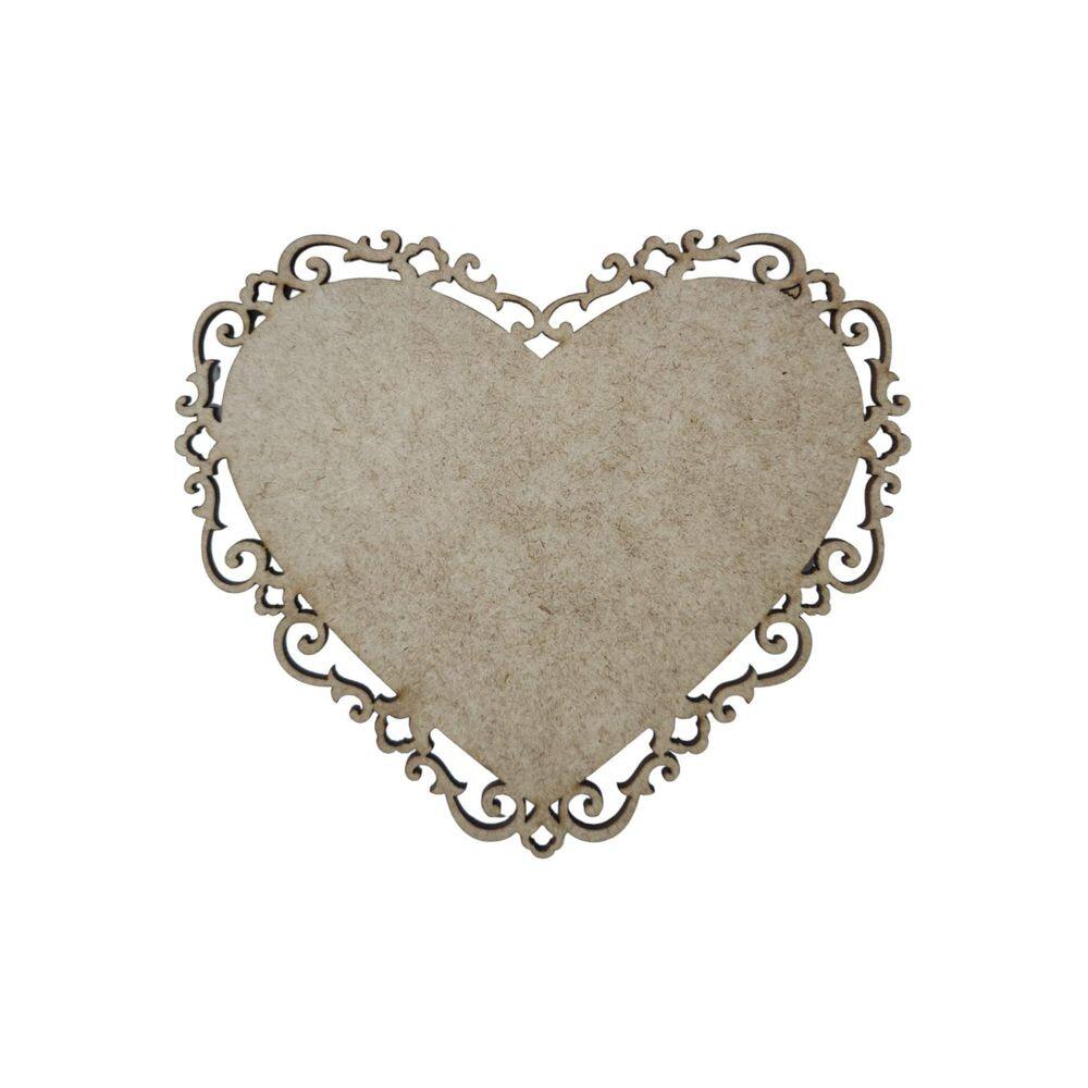 Placa Mdf Cru Artesanato Design Coração Aramado Perola 40Cm