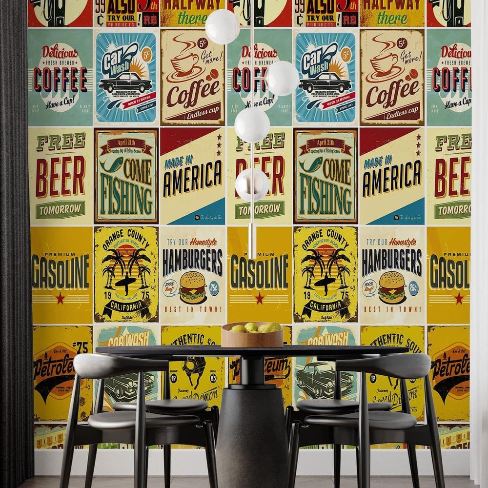 Kit 6 Rolos Papel De Parede Adesivo Vintage Retro 3,0M