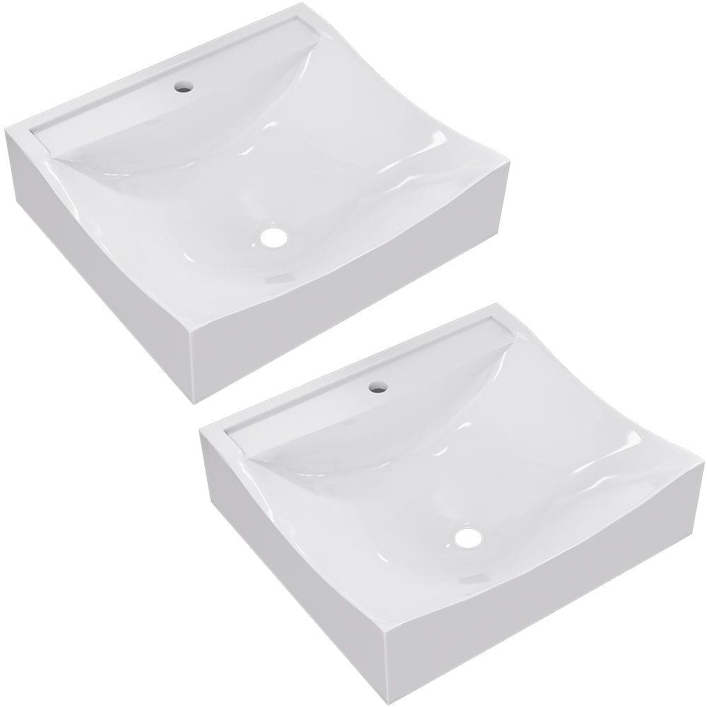 Kit 02 Cubas de Apoio Quadrada Para Banheiro Lavabo C01 Q440 Branco - Lyam Decor
