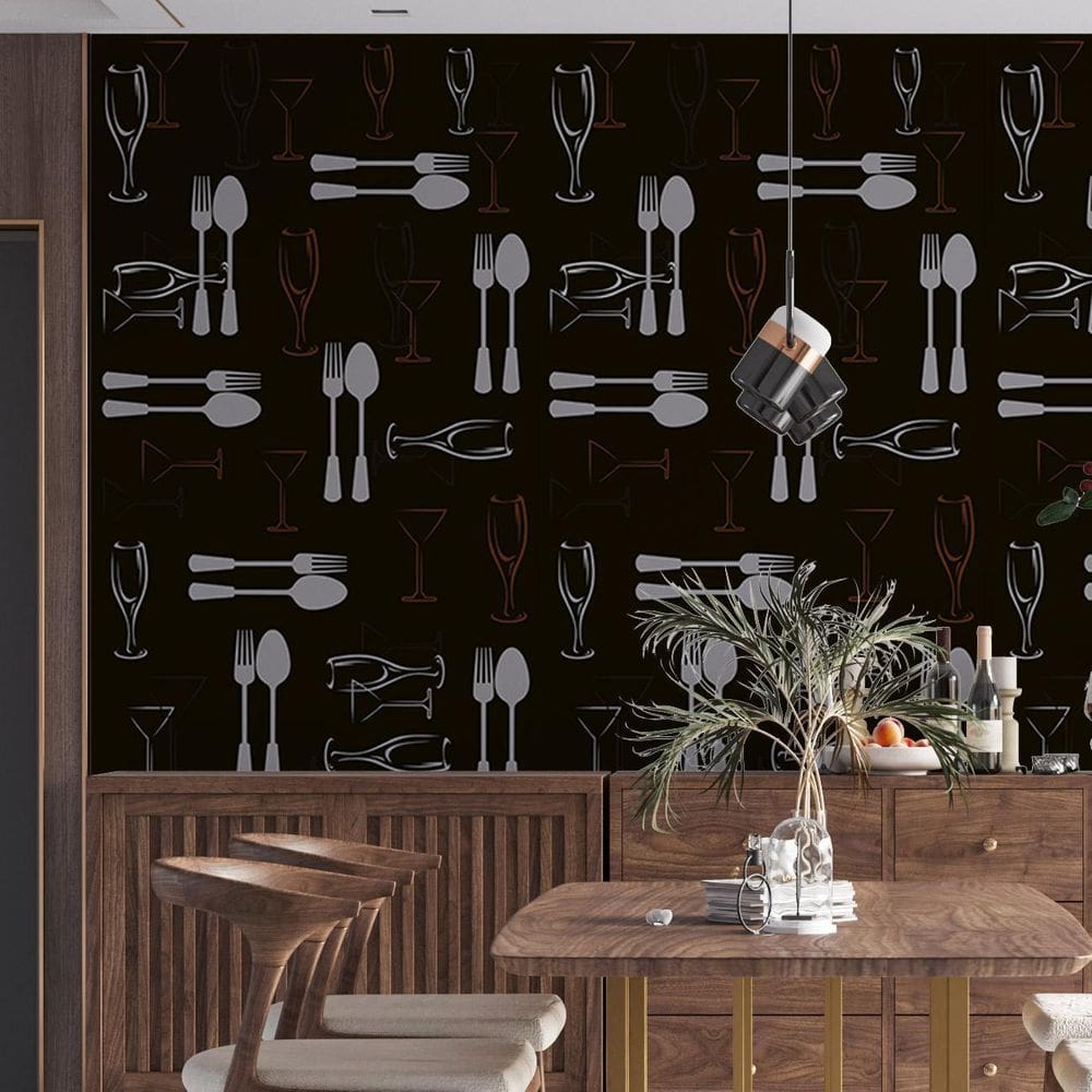 Kit 5 Rolos Papel De Parede Adesivo Cozinha Preto 3,0M