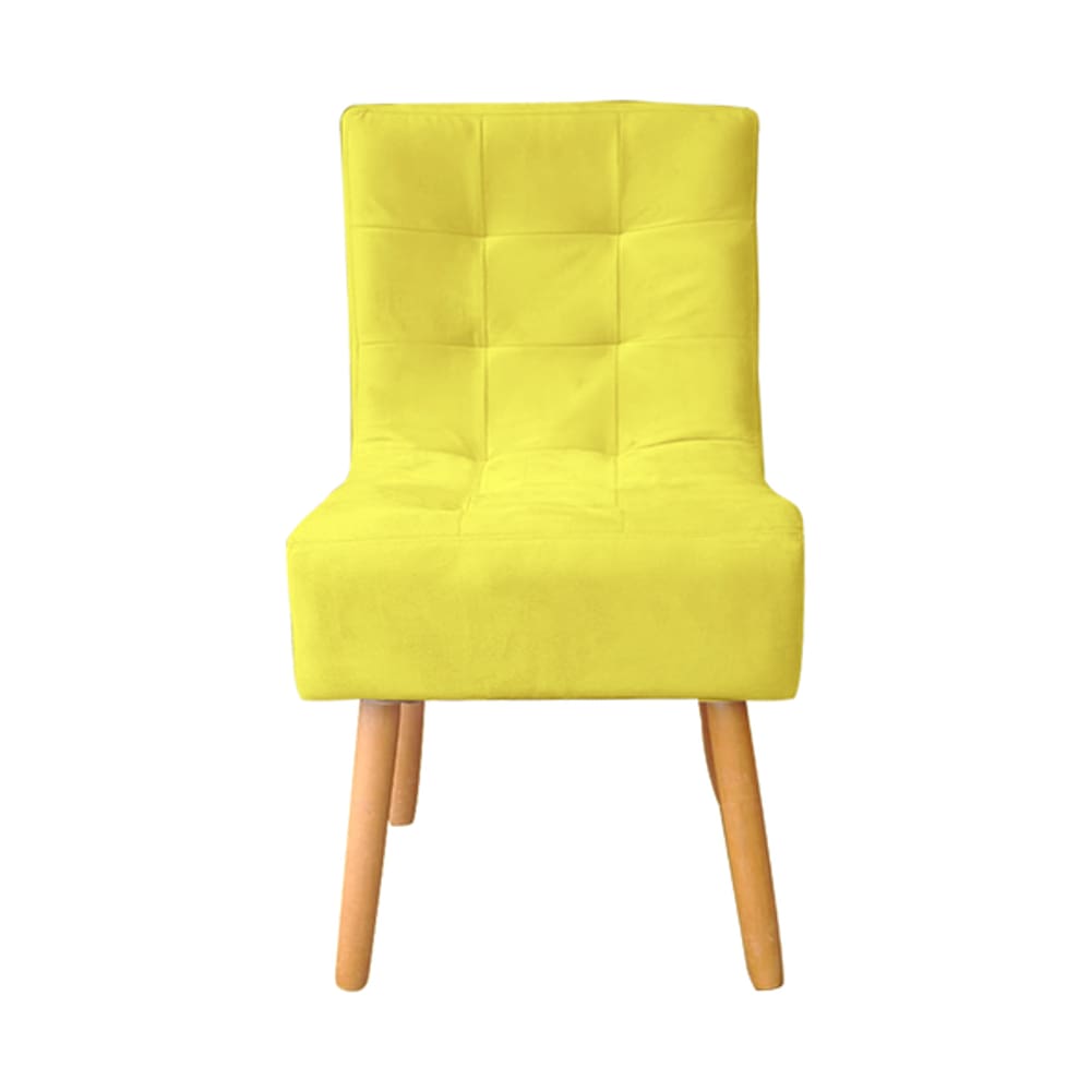 Cadeira de Jantar Reforçada Decorativa Liz Suede Amarelo