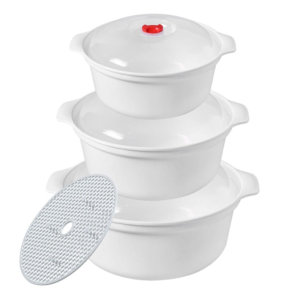 Conjunto de tigelas de micro-ondas POYIPI Ramen Cooker Soup com tampas, 3 unidades