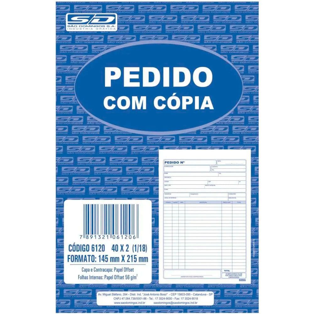 Pedido 1/18 com Cópia Preto 40 Folhas (2x40) 145x215 - São Domingos