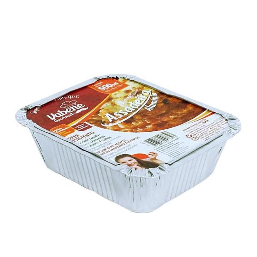 Assadeira Alumínio Retangular Com Tampa 500Ml 12Un Vabene