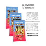 03 Cards para colorir Bobi guds 12 desenhos colecionaveis papelaria desenho famosos para pintar