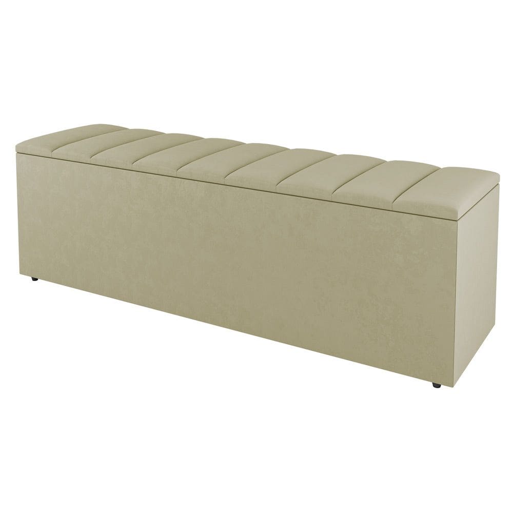 Calçadeira Baú Casal Cora 140cm Sintético Bege - Abmaza