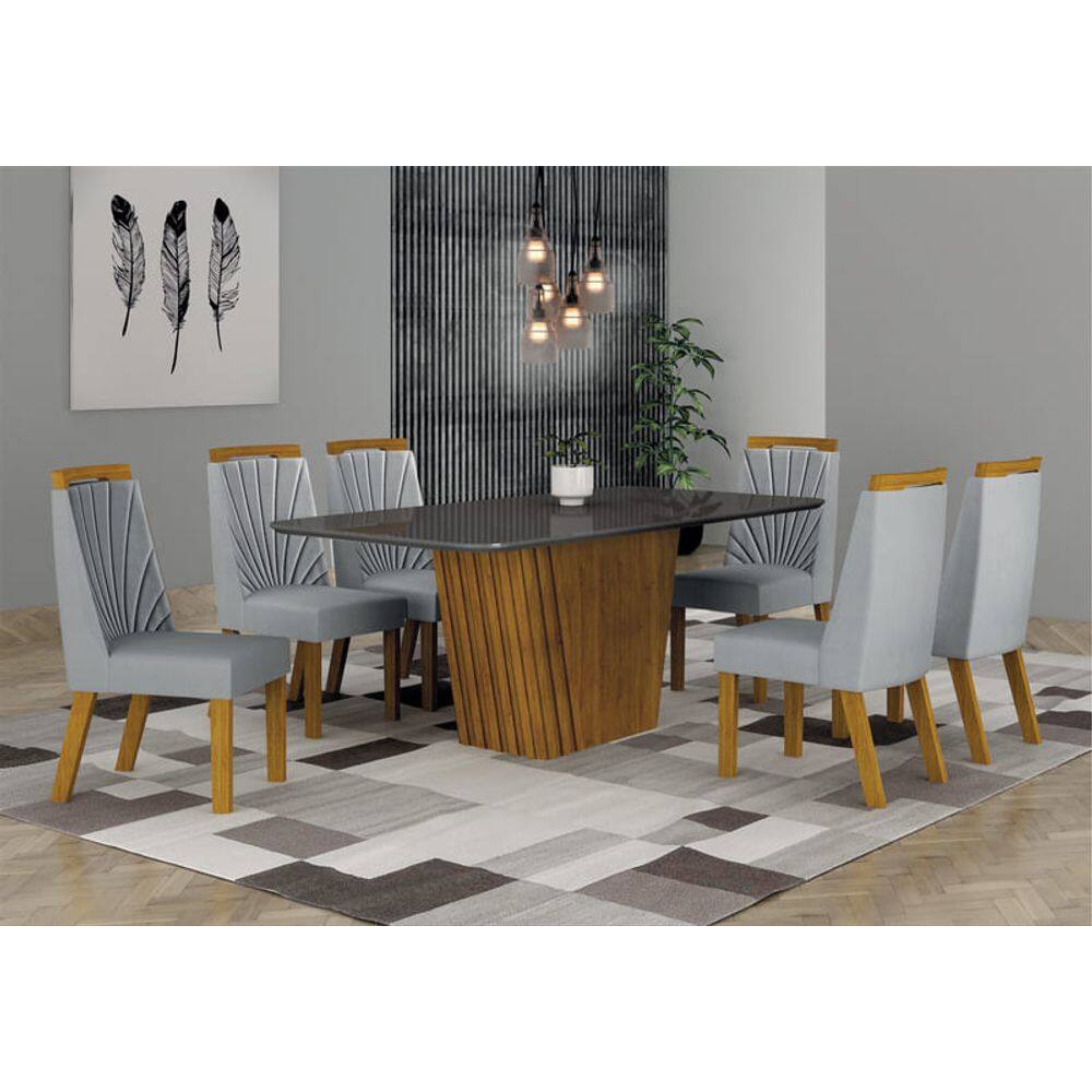 Sala de Jantar Completa com 6 Cadeiras 1,80x0,90m - Liz - Leifer Móveis