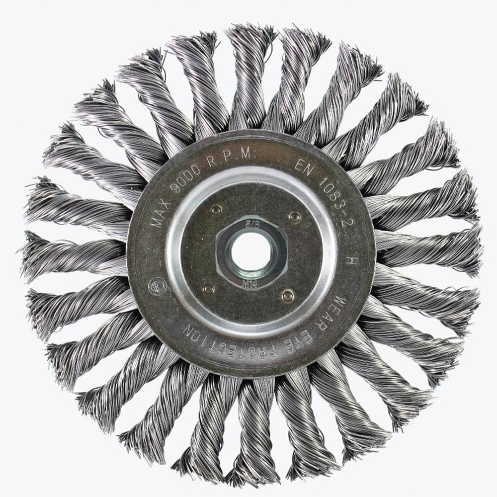 Escova Circular Trançada Pequi 150mm x 13mm M14 de Aço Temperado