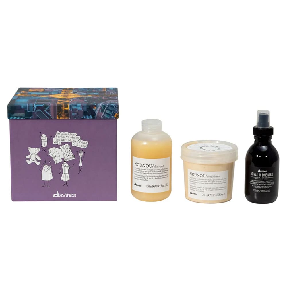 Kit Davines Nounou Shampoo,Condicionador e LeaveIn One Milk