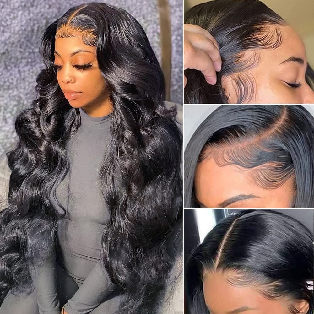 Perucas frontais de renda Pizazz Body Wave HD de 28 polegadas com 180% de densidade