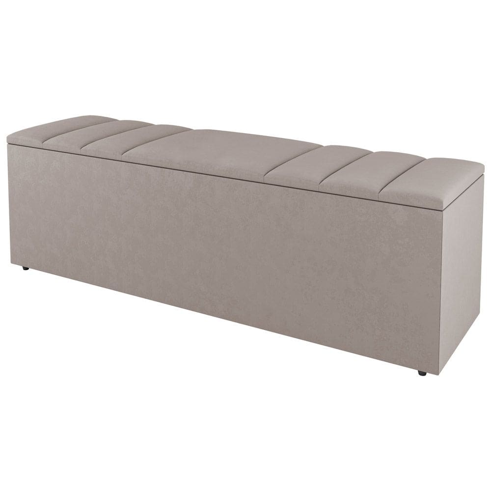 Calçadeira Baú Casal Grace 140cm Suede Bege - Abmaza