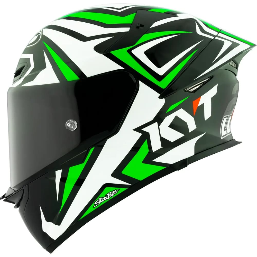 Capacete KYT TT Revo Alex Lowes 2024 Preto Branco e Verde